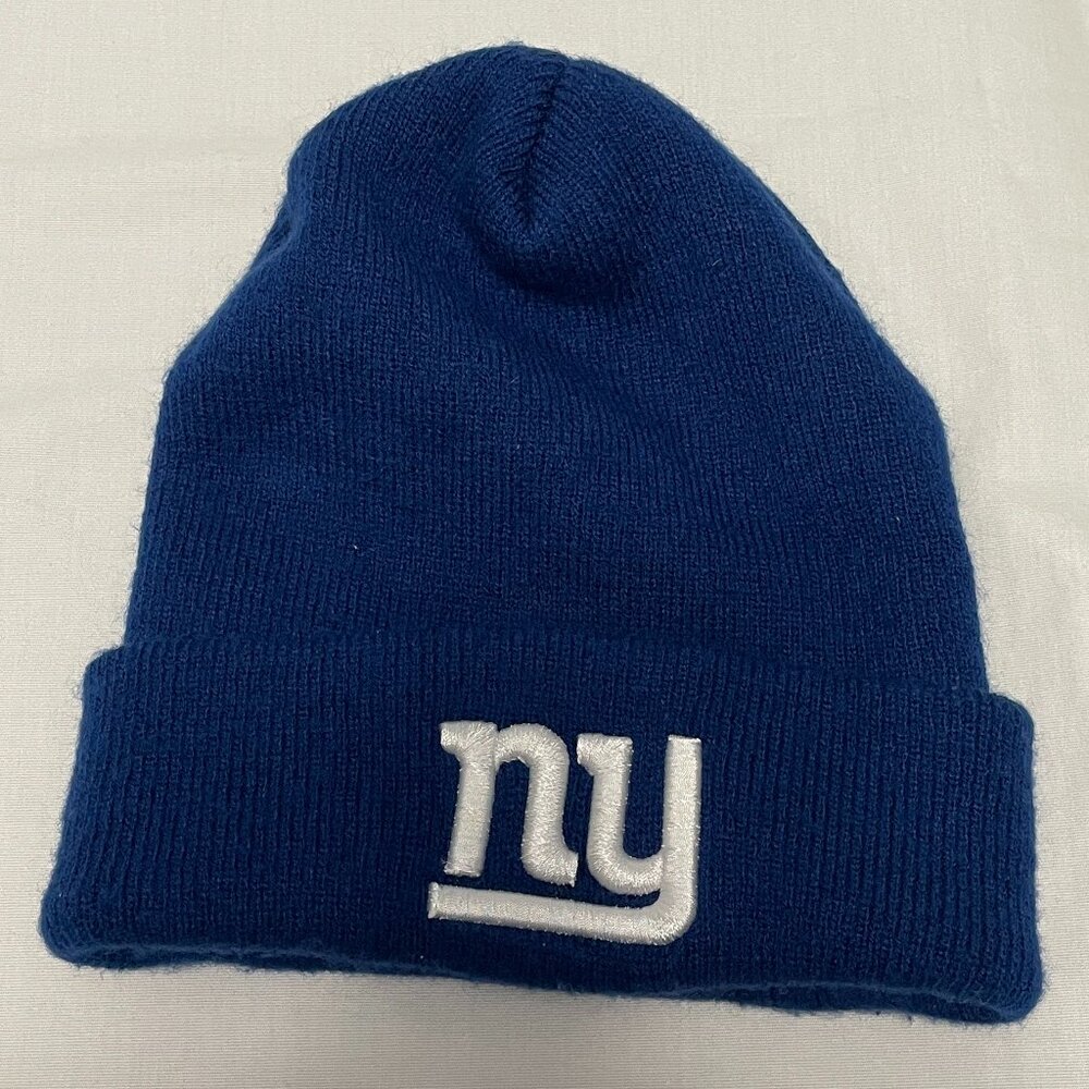 New York Giants Beanie Blue and White Preowned
